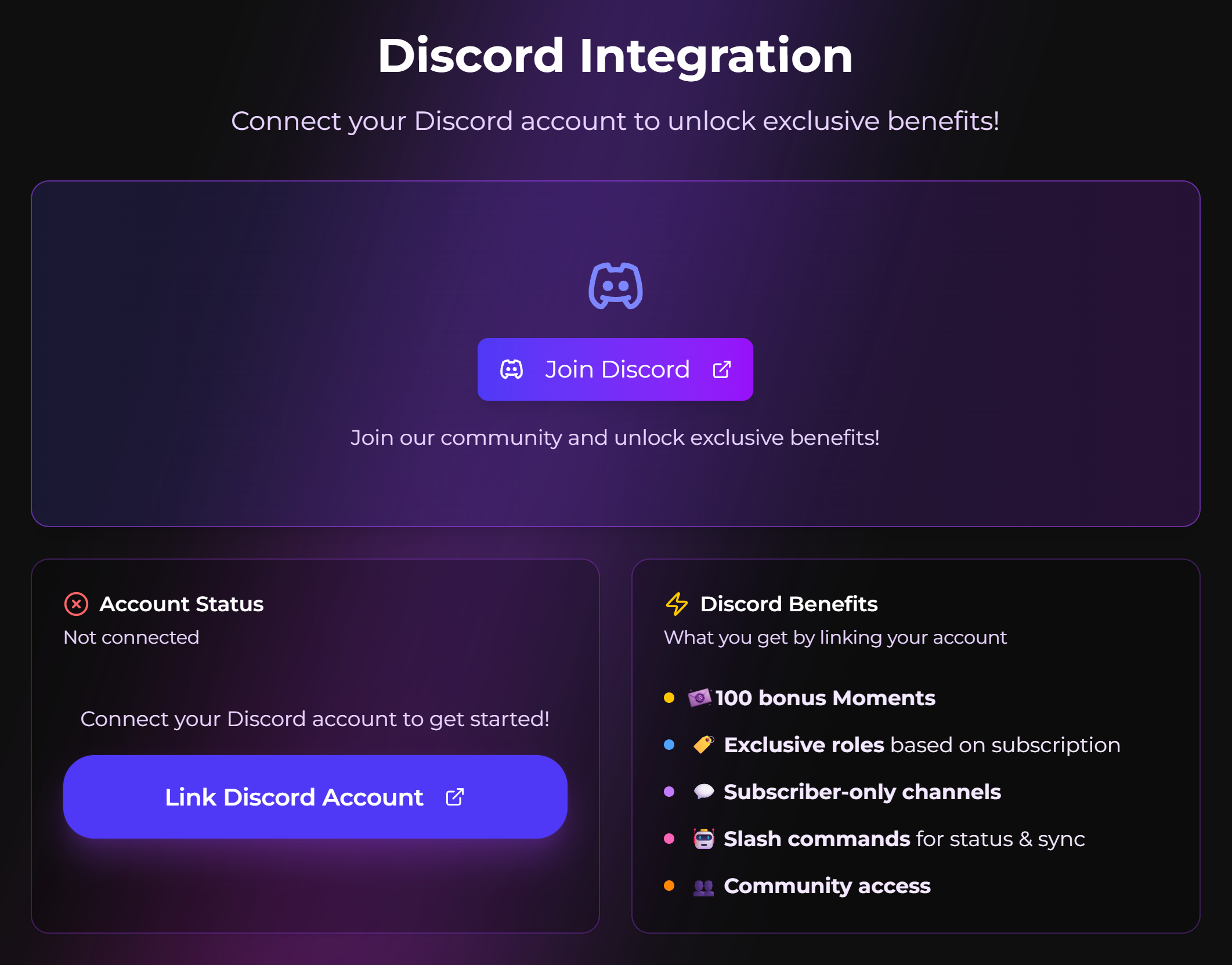 Secrets AI Discord account linking confirmation interface